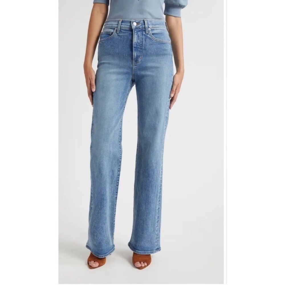 NWT $348 Veronica Beard Crosbie Wide-Leg Jeans in Ripple Haze Size 32